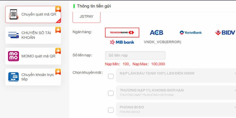 Các lưu ý để nạp tiền 8KBET cho người chơi